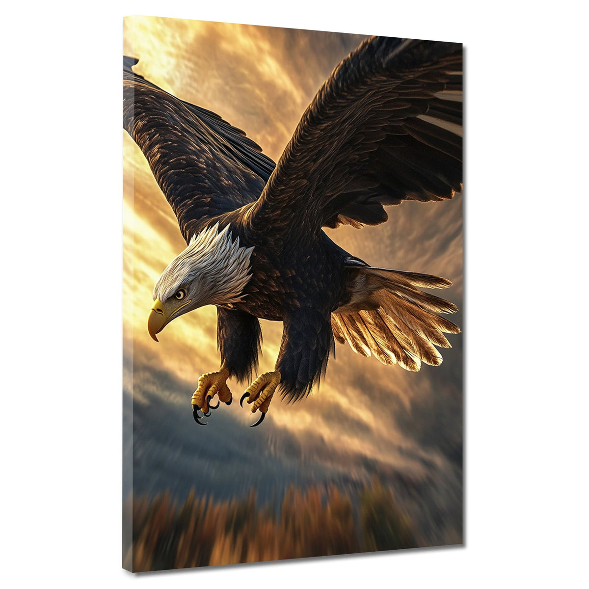 Adler im Flug bei Sonnenuntergang – Wandbild