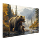 Wandbild Bären Familie Berge Fluss Wald Harmonie