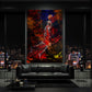 Jordan Style Wandbild Basketball im Sprung in dynamischen Farben