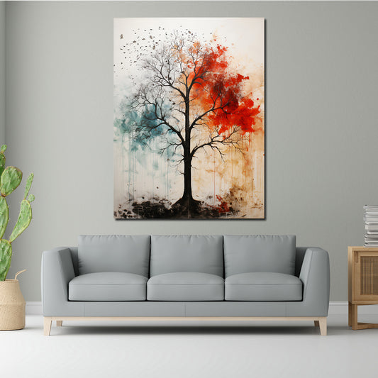 Wandbild Baum im Herbst und Winter