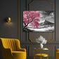 Wandbild Baum in schwarz weiß und pink Landschaft