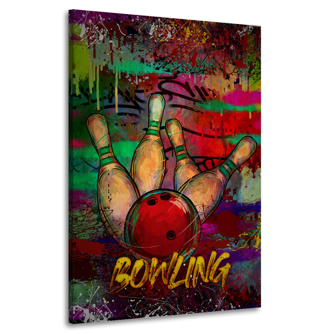 Wandbild Bowling mit farbenfrohem Graffiti