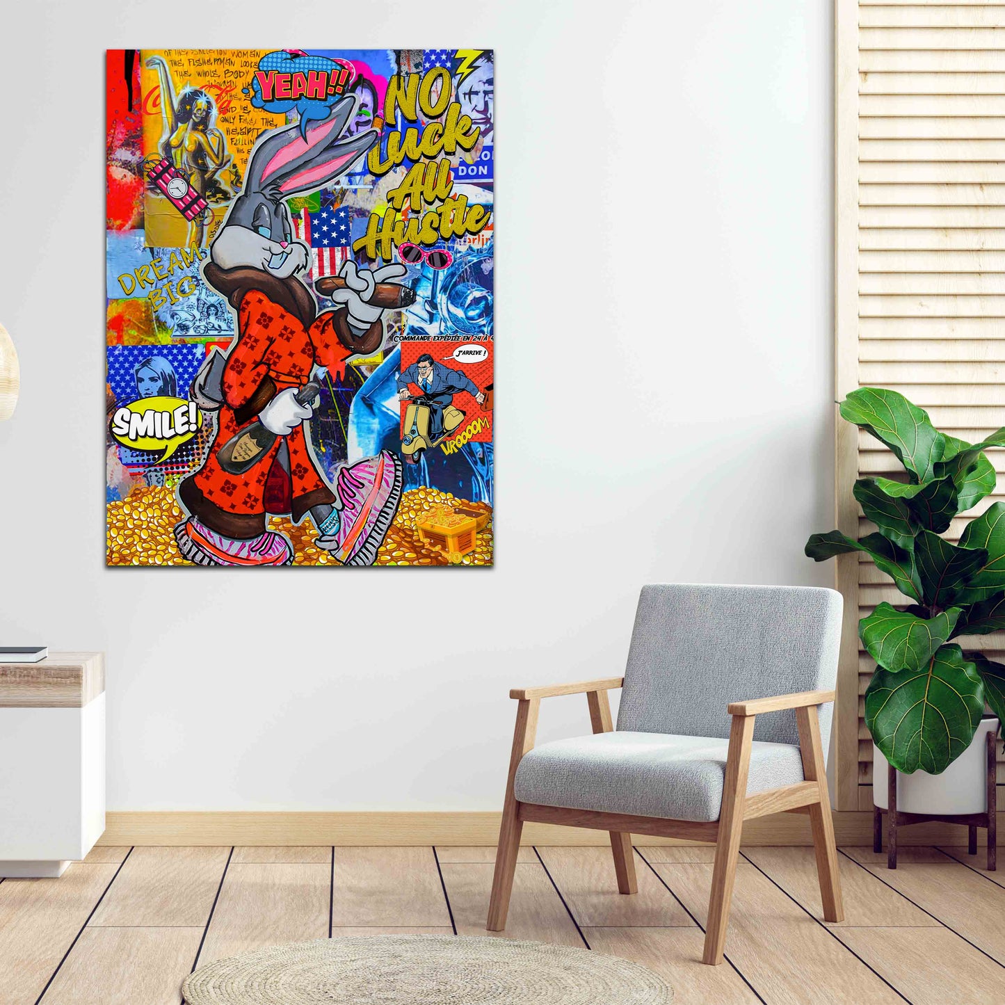 Comic Bunny Pop Art als Leinwandbild