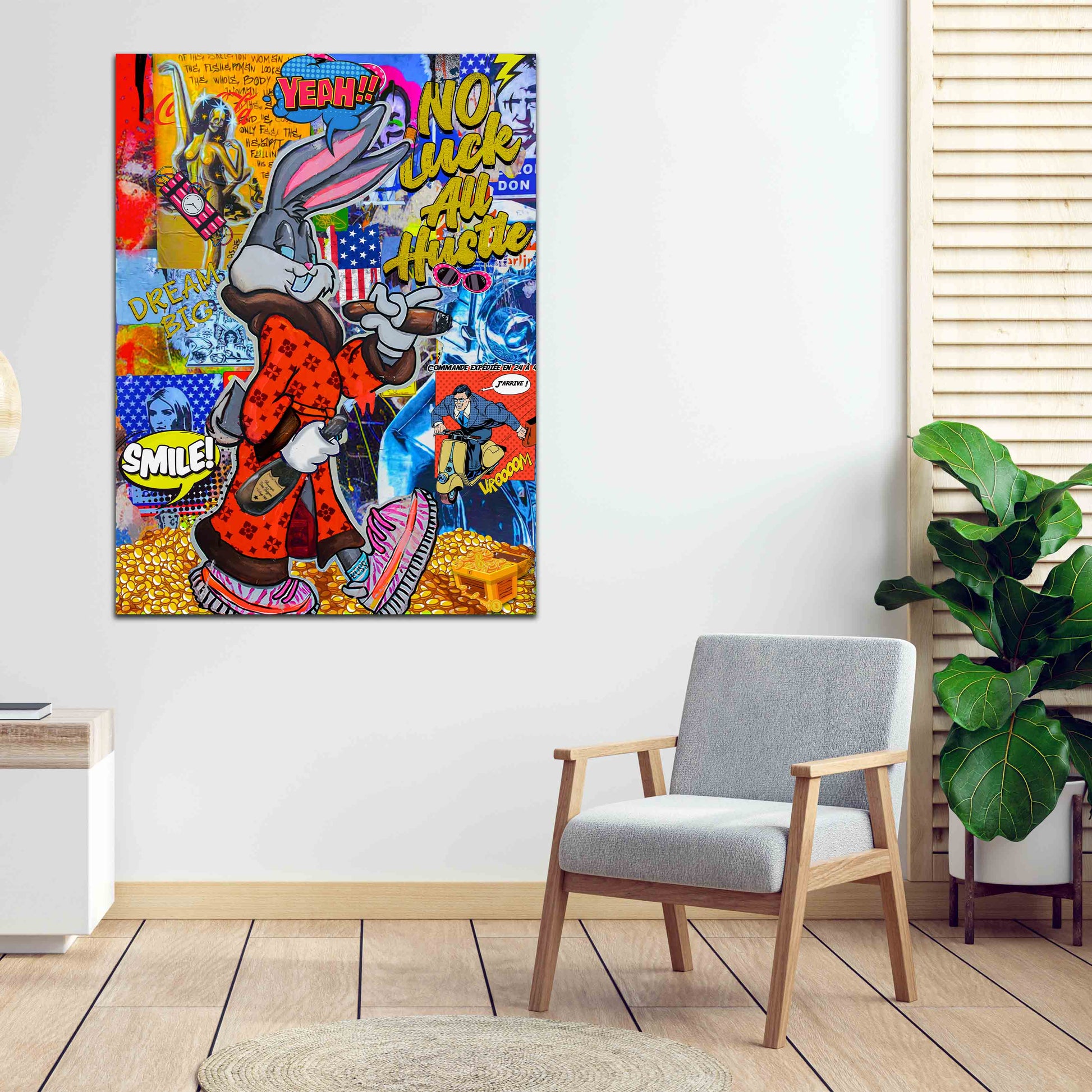 Comic Bunny Pop Art als Leinwandbild