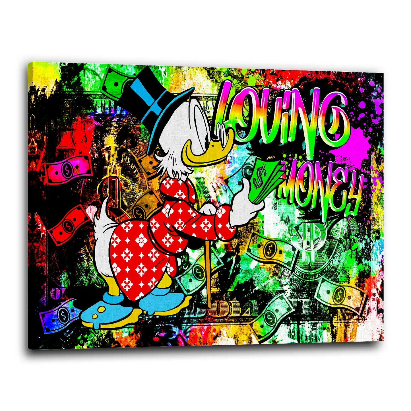 Wandbild Comic Dagobert Loving Money