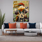 Wandbild Comic Duck auf Motorrad im Geldregen