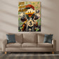 Wandbild Comic Duck auf Motorrad im Geldregen