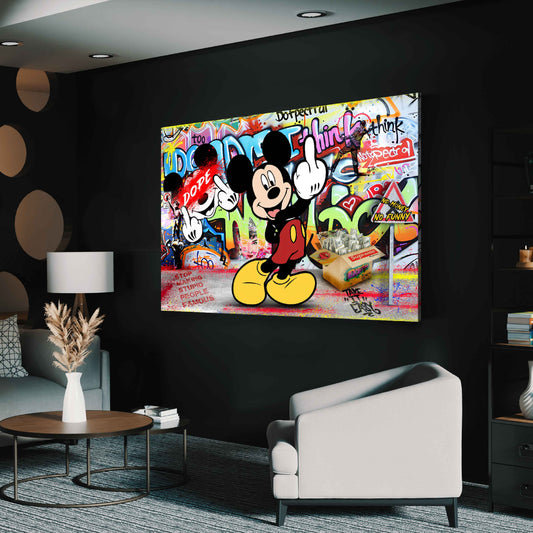 Wandbild Comic Maus Street Art Provokation modern bunt