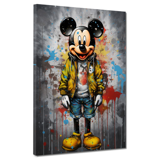 Wandbild Comic Maus in Jacke und Jeans