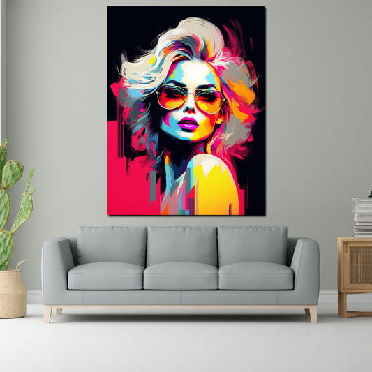 Wandbild Cool Girl Retro Style schöne Frau Pop Art