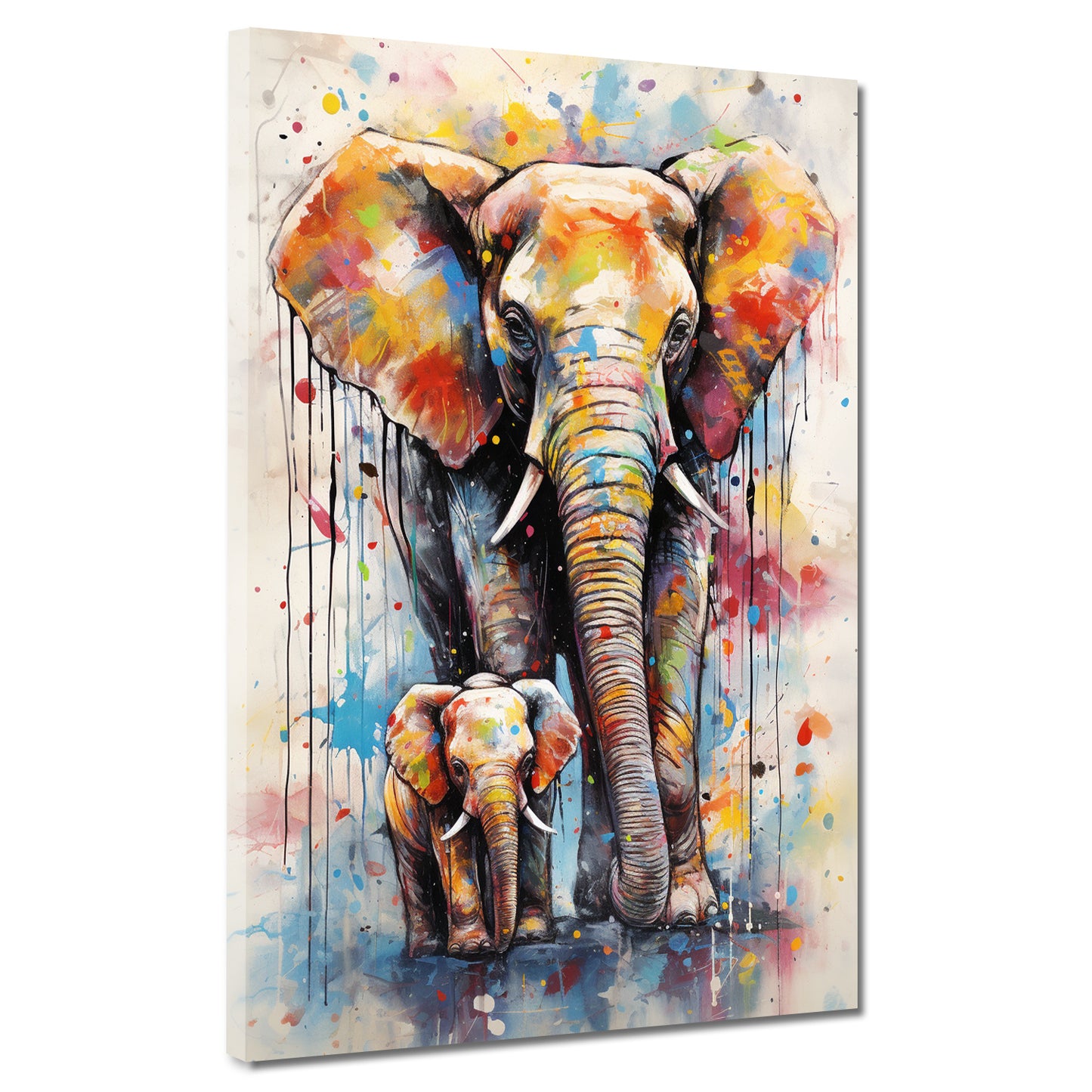 Wandbild Elefant mit Baby Pop Art