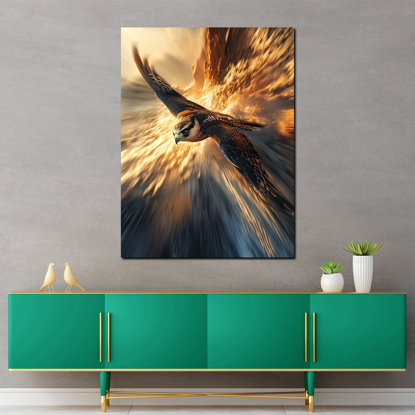 Wandbild Falke im Flug Geschwindigkeit Fokus