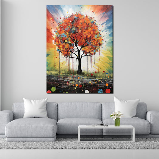 Wandbild Farbefroher Baum leuchten