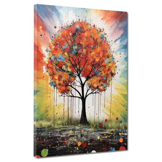 Wandbild Farbefroher Baum leuchten