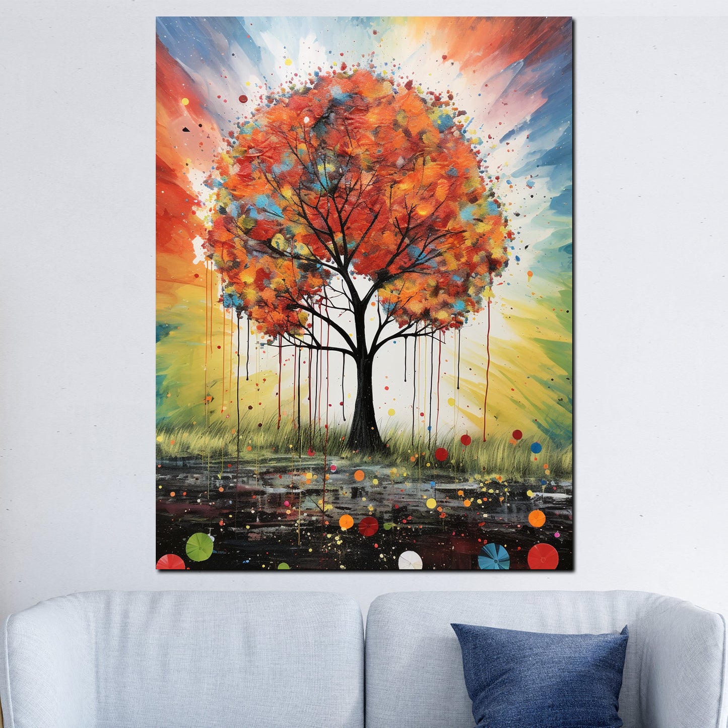 Wandbild Farbefroher Baum leuchten