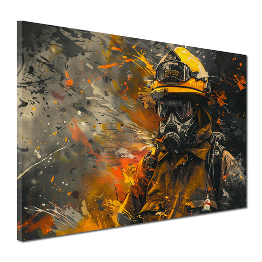 Wandbild Feuerwehrmann abstrakt Yellow Style