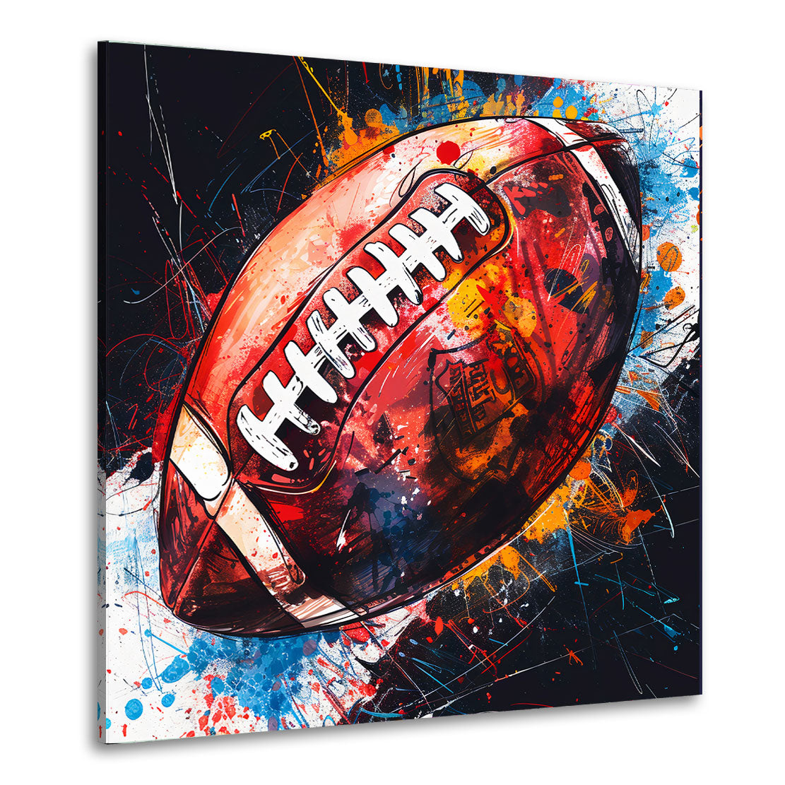 Wandbild Football in bunter Pop Art Rugby Ball