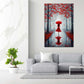 Wandbild Frau im roten Kleid Herbstallee Regenschirm romantisch modern