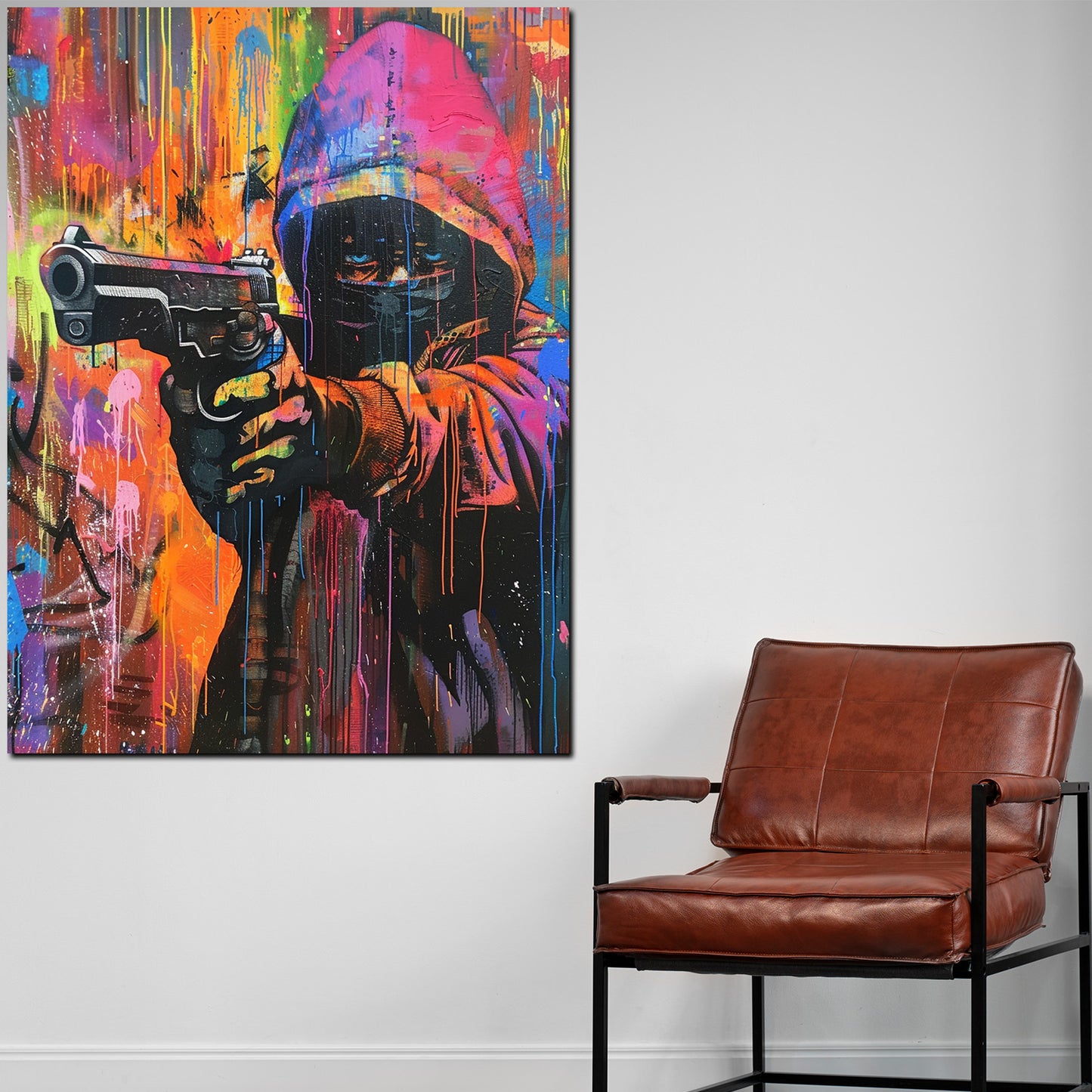 Wandbild Gangster Pop Art Gun Style