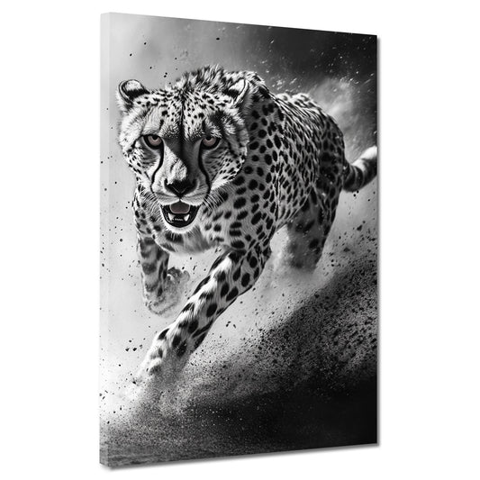 Wandbild Gepard schwarz weiß Dynamik Geschwindigkeit