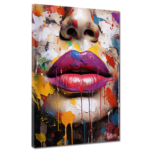 Wandbild Gesicht & Lippen Pop Art Splatter