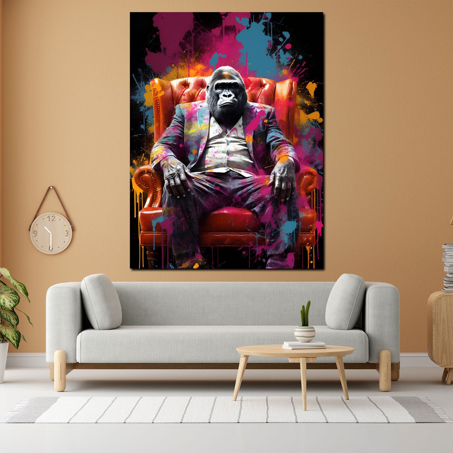 Wandbild Pop Art Gorilla im Anzug