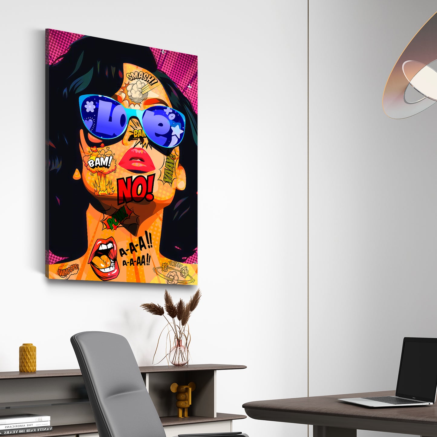 Wandbild Graffiti Frau mit Sonnenbrille Girl Gesicht Pop Art