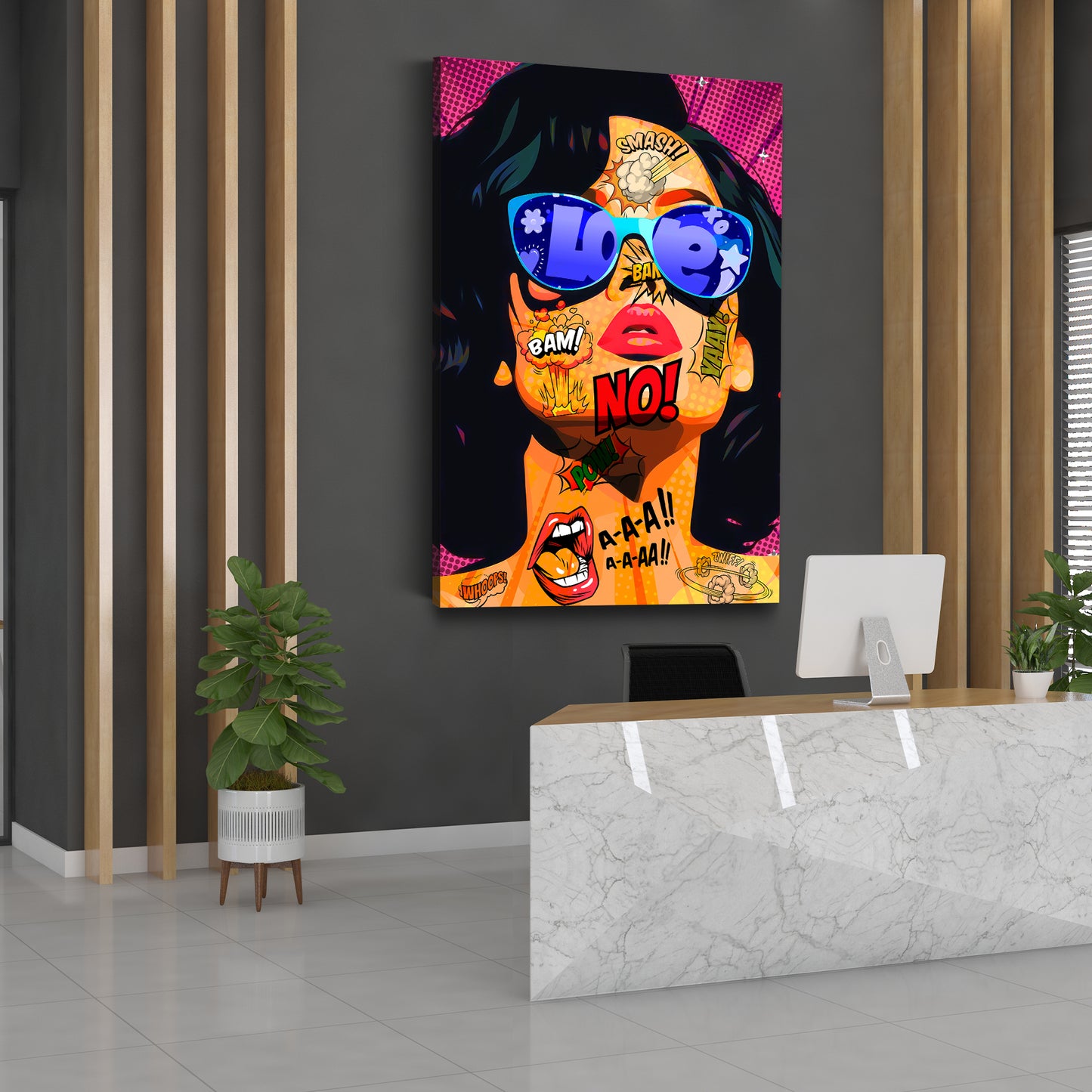 Wandbild Graffiti Frau mit Sonnenbrille Girl Gesicht Pop Art