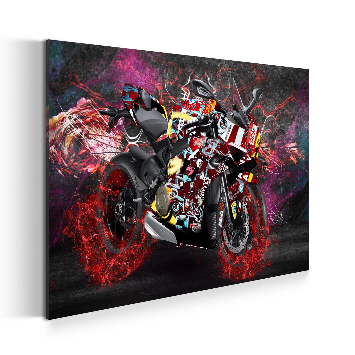 Wandbild Graffiti Motorrad High Speed