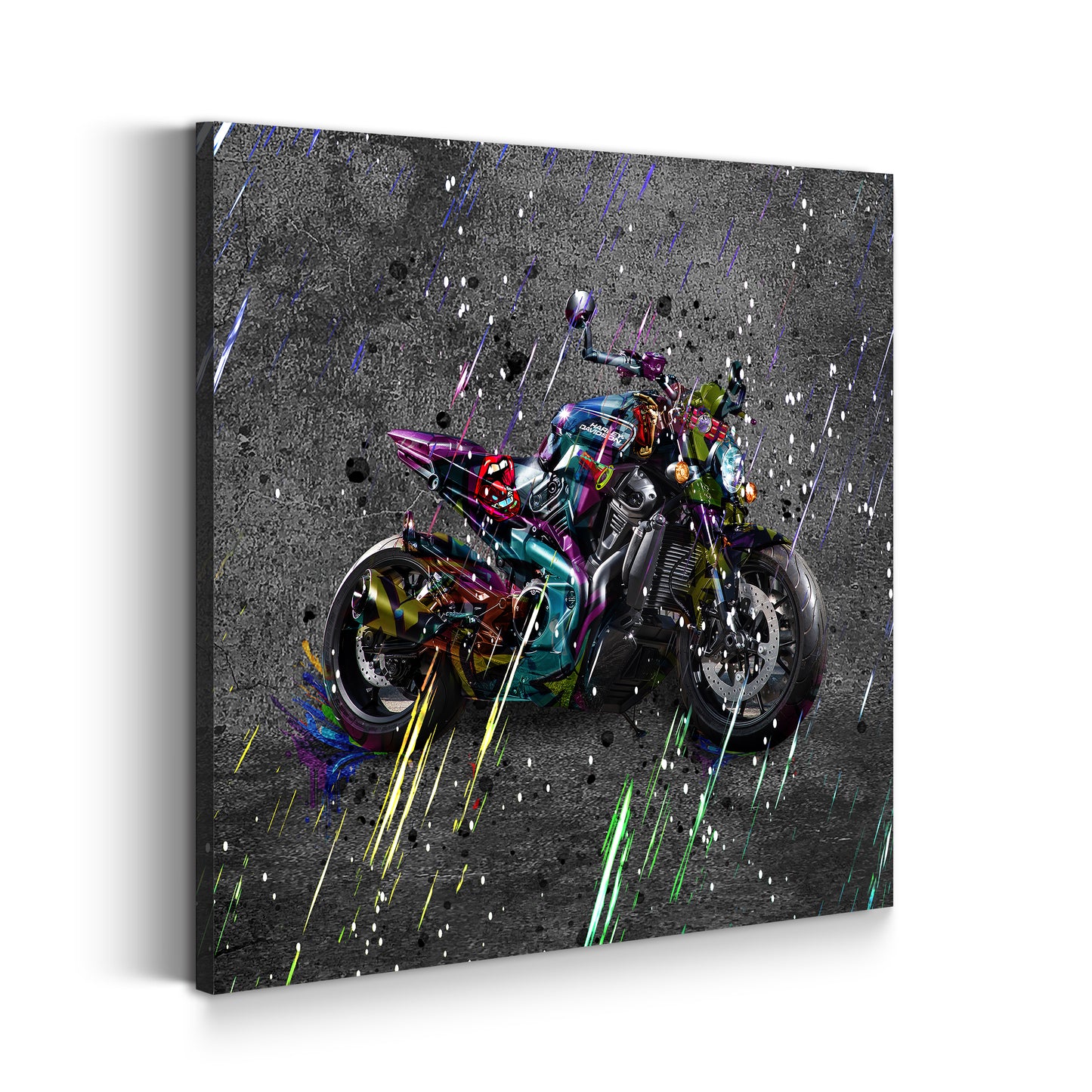 Wandbild Graffiti Motorrad Harley Street Art Style