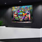 Bugatti Wandbild Auto Graffiti Sportwagen Pop Art mit Farbenexplosion