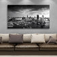 Wandbild Hamburg Skyline Hafen schwarz weiss