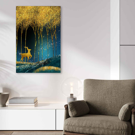 Wandbild Hirsch abstrakt Gold Style