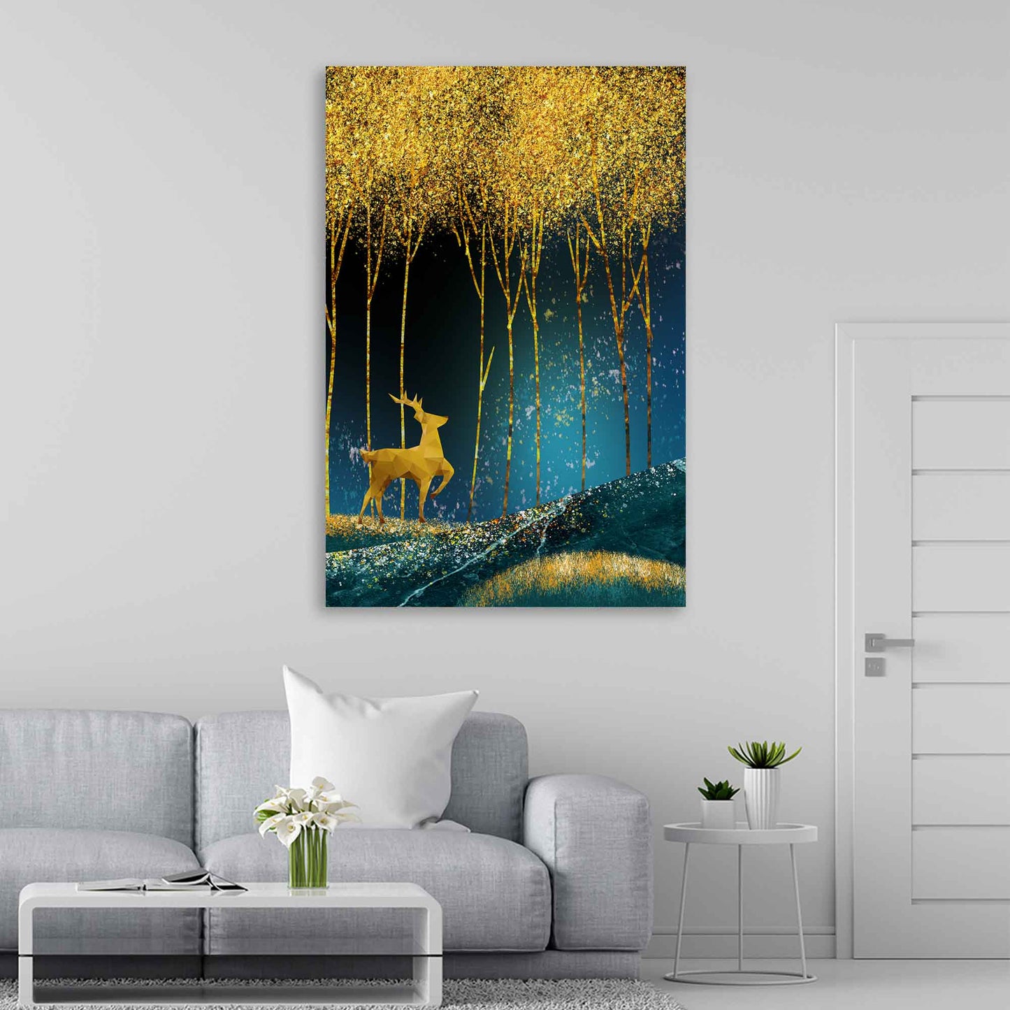 Wandbild Hirsch abstrakt Gold Style