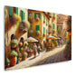 Wandbild Italien Toskana malerische Gasse mit Blumen und Café