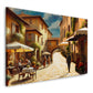 Wandbild italienische Gasse mit Café und mediterranem Flair