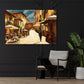 Wandbild italienische Gasse mit Café und mediterranem Flair