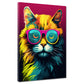 Wandbild Katze frontal mit Sonnenbrille Pop Art