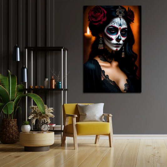 Wandbild La Calavera Catrina im Spitzenkleid