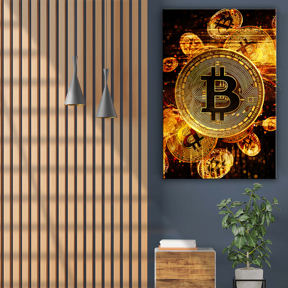 Wandbild Bitcoin Abstract Gold, Kryptowährung