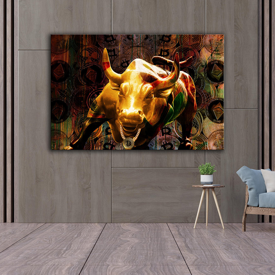 Wandbild Börse Pop Art Trading Bull