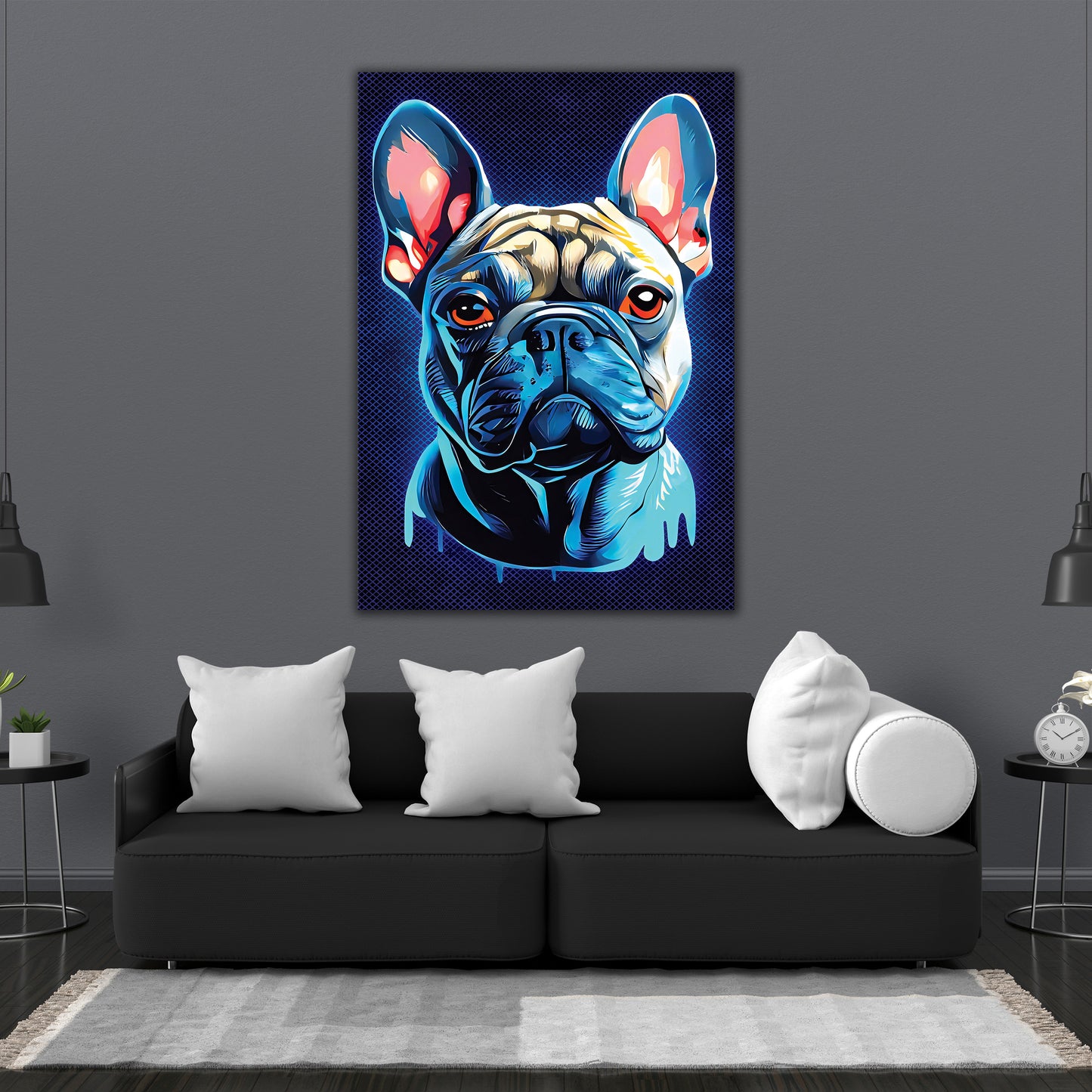 Wandbild French Bulldog Blue Style