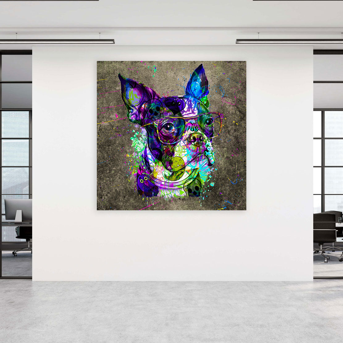 Wandbild Graffiti Pop Art Französische Bulldogge Abstract Style