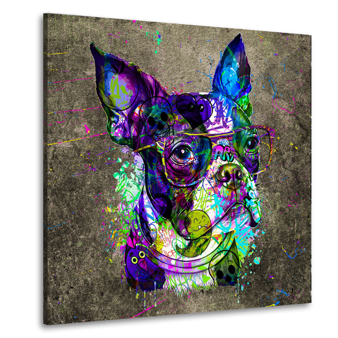 Wandbild Graffiti Pop Art Französische Bulldogge Abstract Style