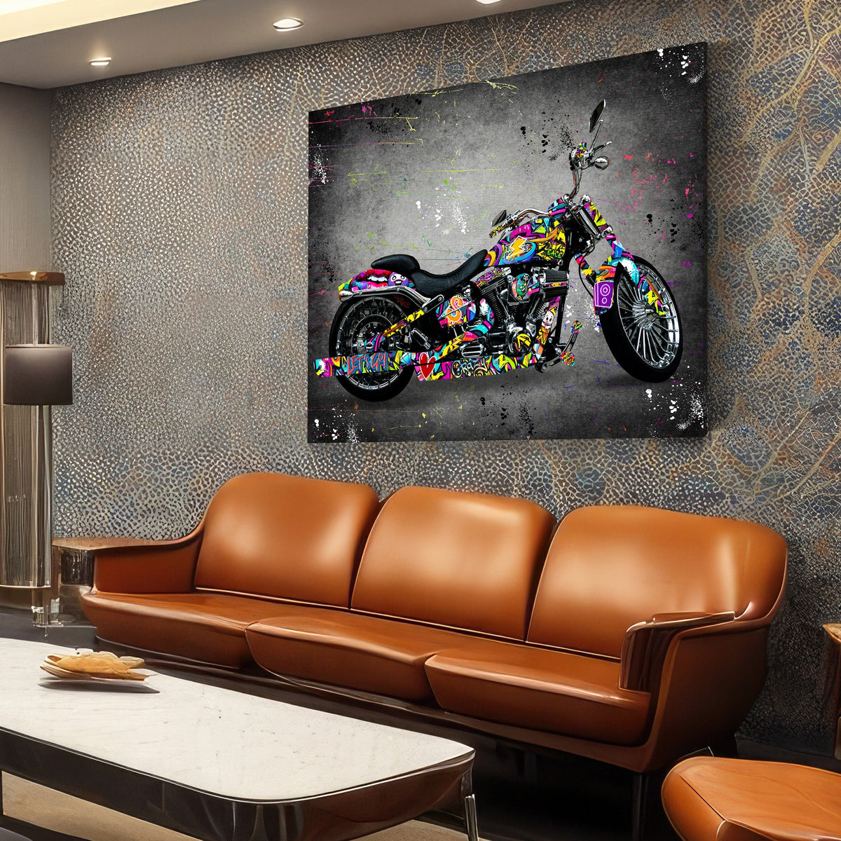 Graffiti Street Art Custom Bike als Wandbild im Raum