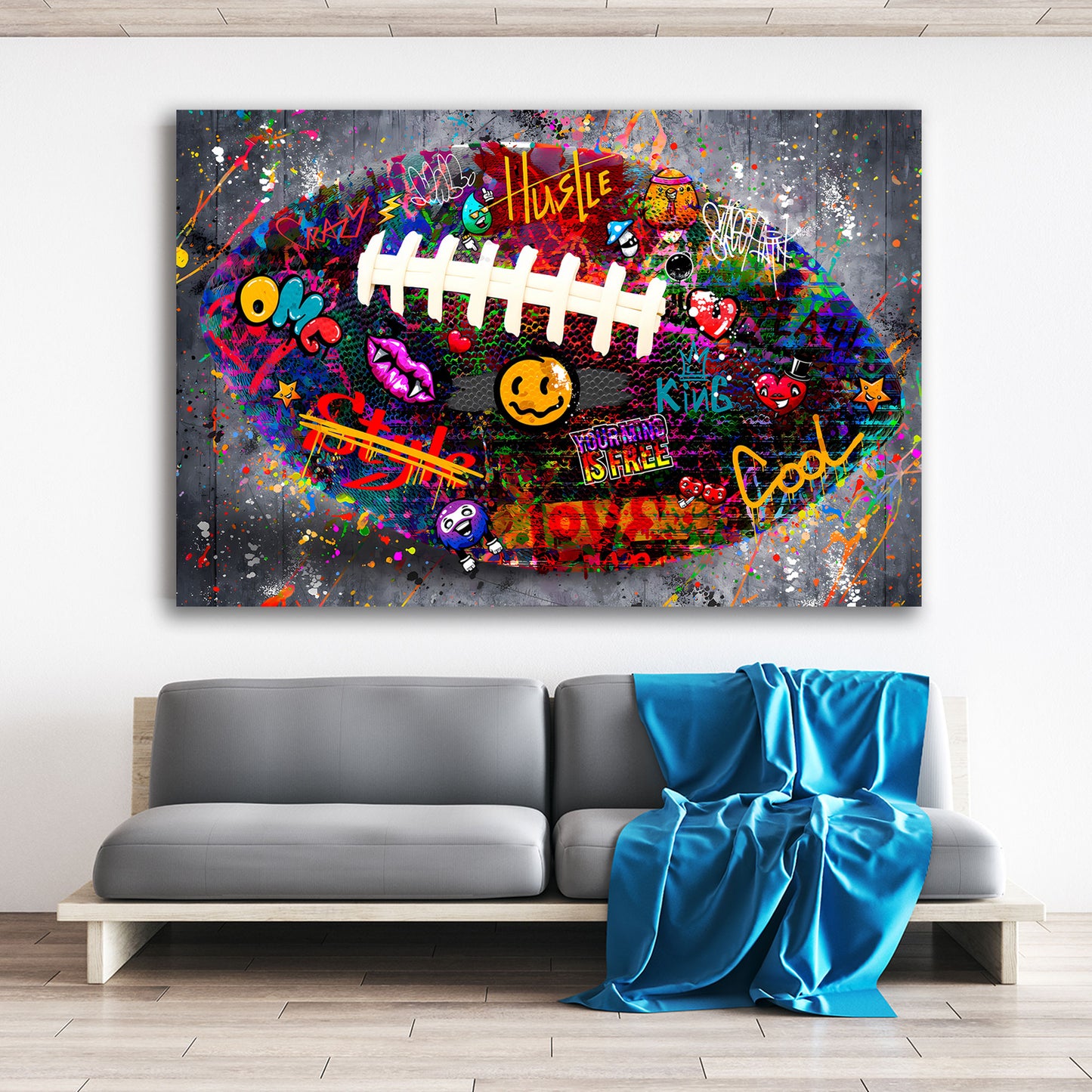 Wandbild Graffiti Street Art Rugby Football