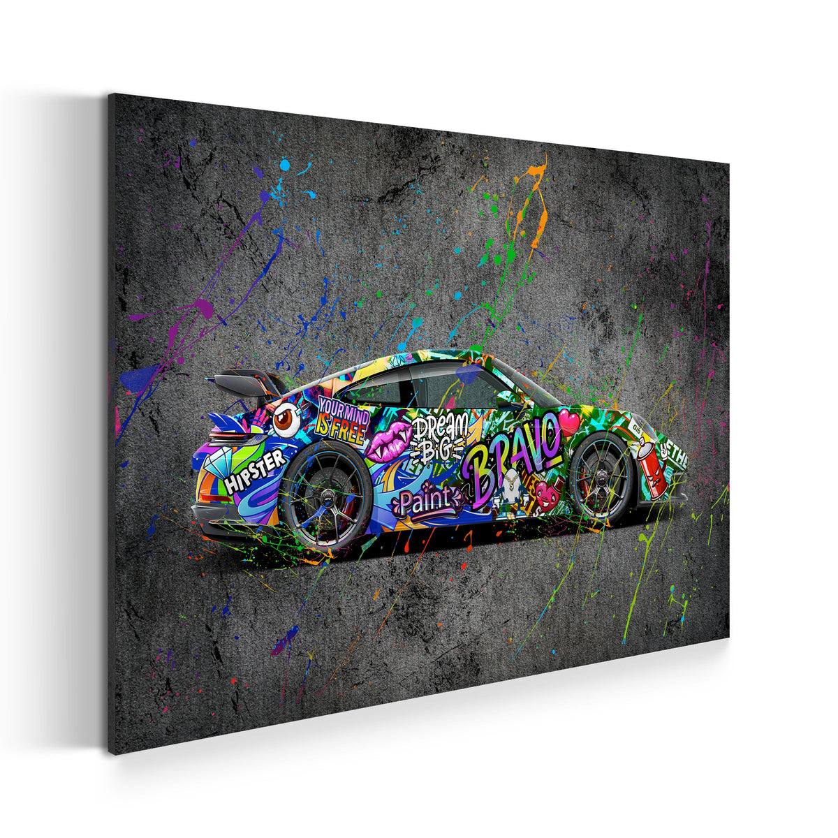 Sportwagen Graffiti Silber – Wandbild