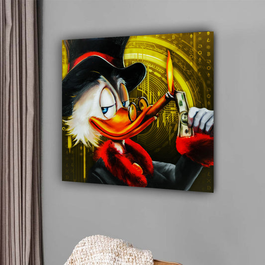 Wandbild Kunstwerk Rich Duck Pop Art