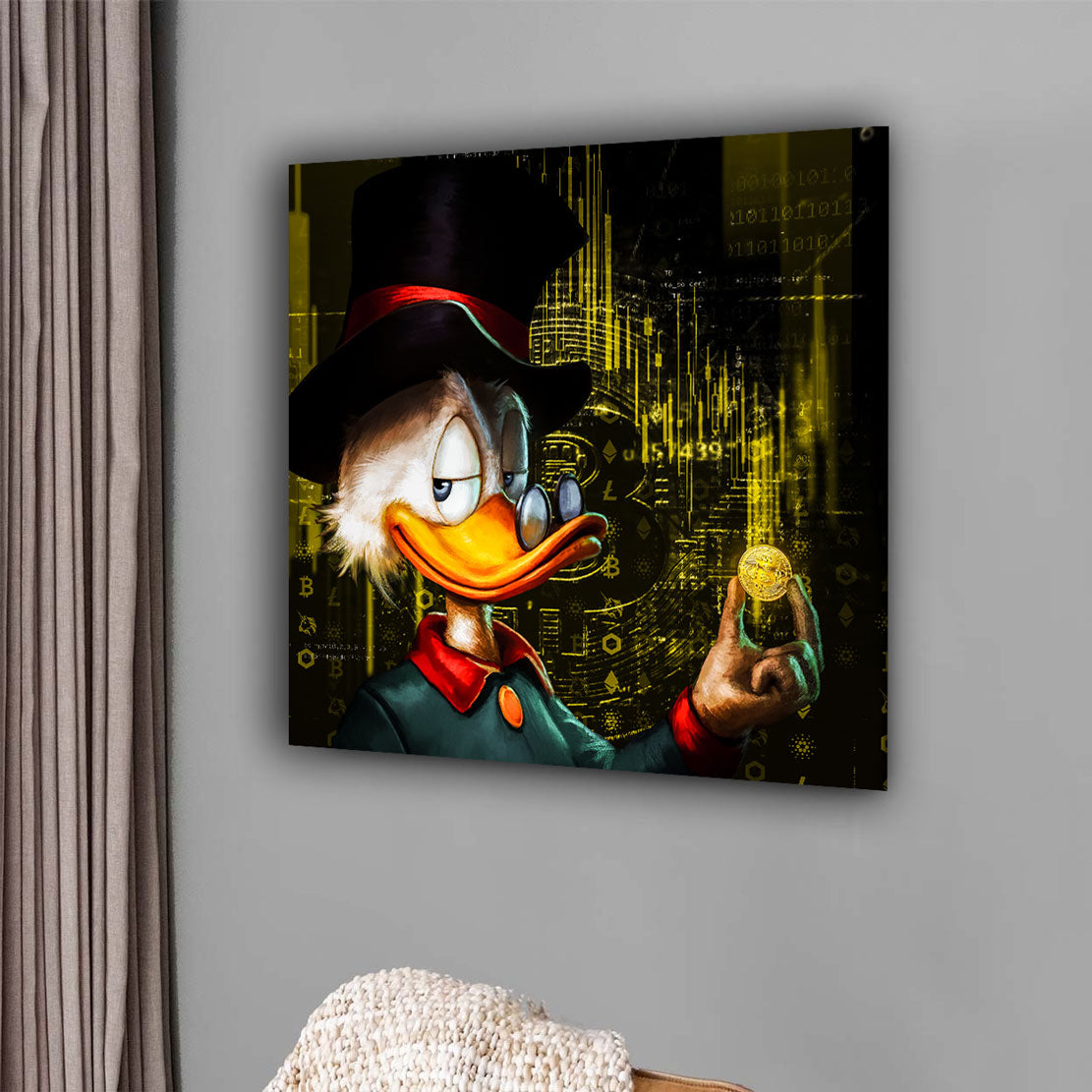 Wandbild Kunstwerk Rich Duck Pop Art Trading, Börse, Comic