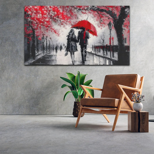 Abstraktes Liebespaar als Leinwandbild im Wohnzimmer